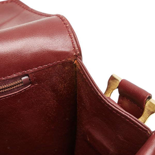 カルティエ マストライン 斜め掛け ショルダーバッグ ワインレッド ボルドー レザー レディース CARTIER 【中古】