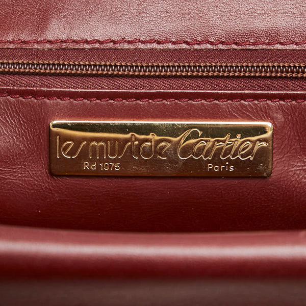 カルティエ マストライン 斜め掛け ショルダーバッグ ワインレッド ボルドー レザー レディース CARTIER 【中古】