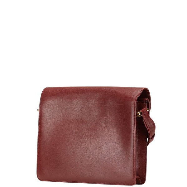 カルティエ マストライン 斜め掛け ショルダーバッグ ワインレッド ボルドー レザー レディース CARTIER 【中古】