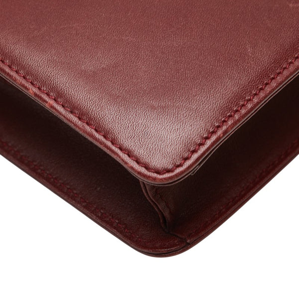 カルティエ マストライン 斜め掛け ショルダーバッグ ワインレッド ボルドー レザー レディース CARTIER 【中古】