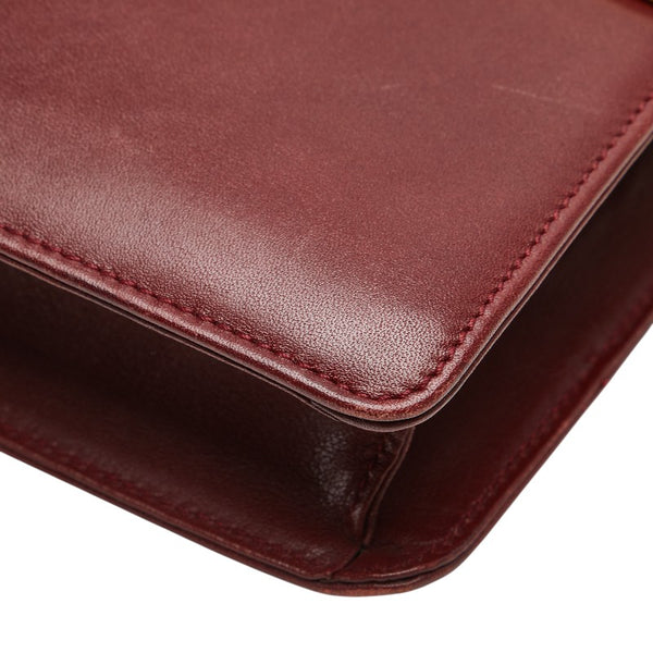 カルティエ マストライン 斜め掛け ショルダーバッグ ワインレッド ボルドー レザー レディース CARTIER 【中古】