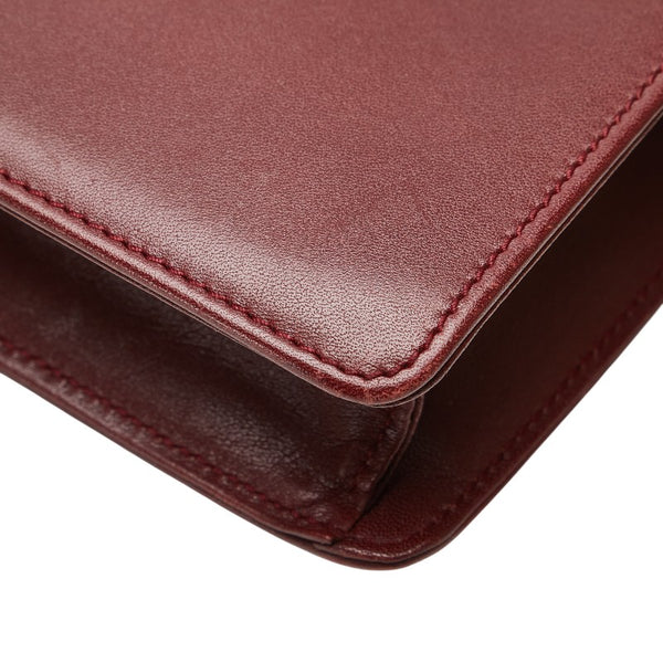 カルティエ マストライン 斜め掛け ショルダーバッグ ワインレッド ボルドー レザー レディース CARTIER 【中古】