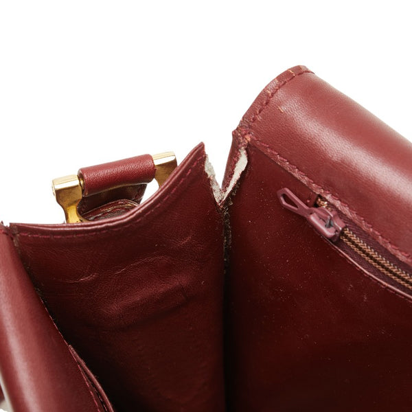 カルティエ マストライン 斜め掛け ショルダーバッグ ワインレッド ボルドー レザー レディース CARTIER 【中古】
