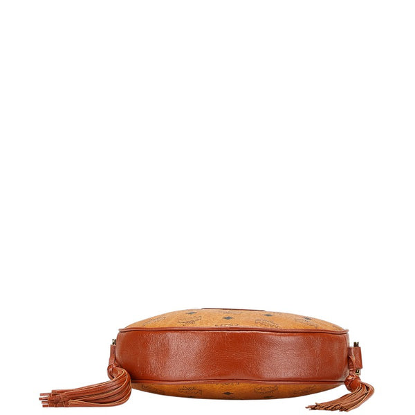 エム シー エム ヴィセトス ロゴグラム タッセル ショルダーバッグ ブラウン PVC レザー レディース MCM 【中古】