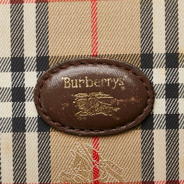 バーバリー ノバチェック シャドーホース ショルダーバッグ ベージュ ブラウン キャンバス レザー レディース BURBERRY 【中古】