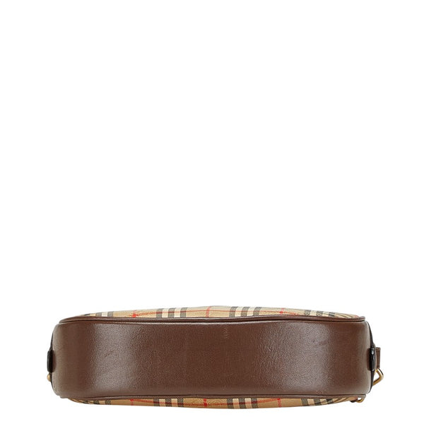 バーバリー ノバチェック シャドーホース ショルダーバッグ ベージュ ブラウン キャンバス レザー レディース BURBERRY 【中古】