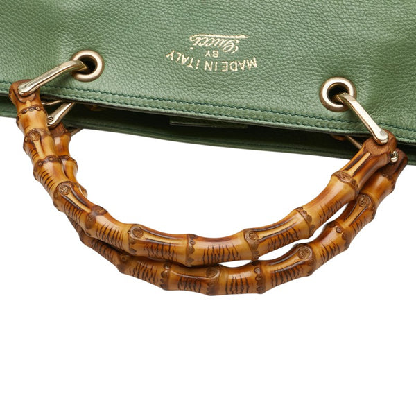 グッチ バンブー ハンドバッグ ショルダーバッグ 2WAY 323663 グリーン レザー レディース GUCCI 【中古】