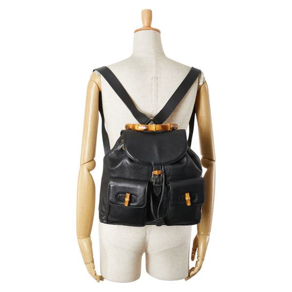 グッチ バンブー リュック バックパック 003 2058 0016 ブラック レザー レディース GUCCI 【中古】