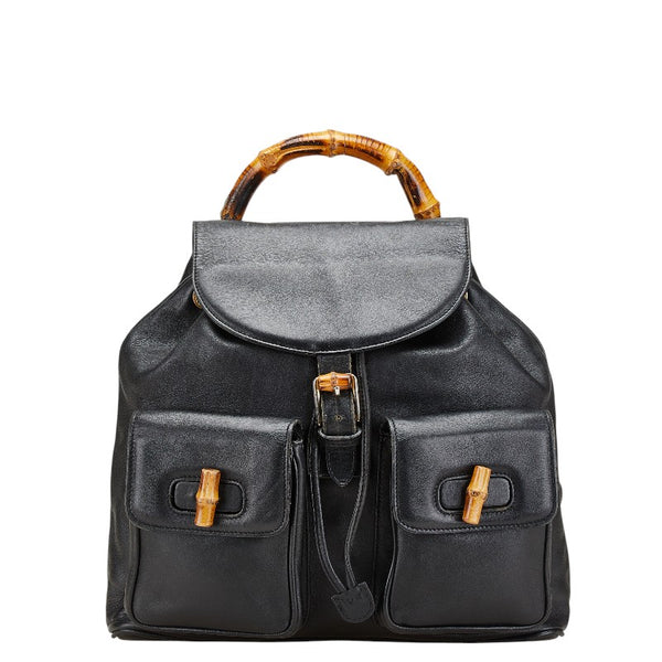 グッチ バンブー リュック バックパック 003 2058 0016 ブラック レザー レディース GUCCI 【中古】