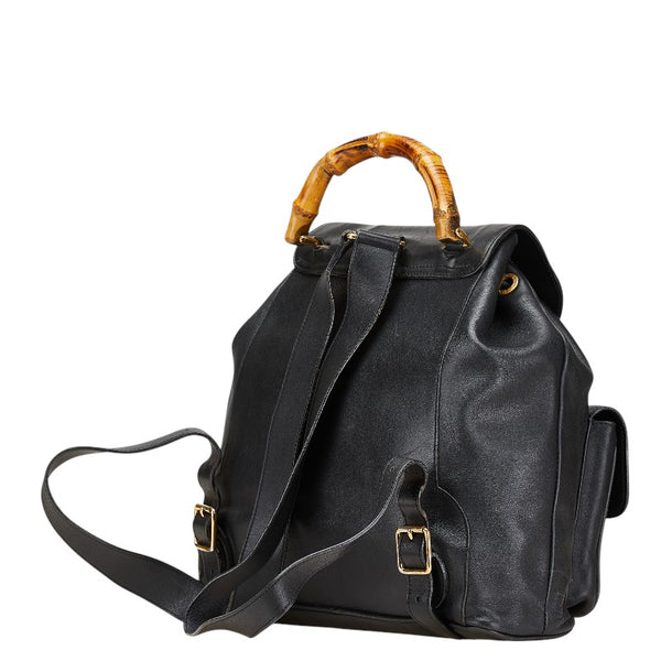 グッチ バンブー リュック バックパック 003 2058 0016 ブラック レザー レディース GUCCI 【中古】