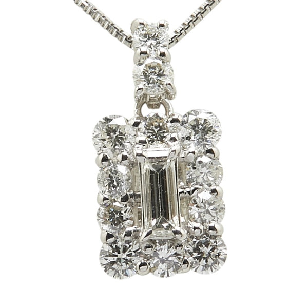 Pt900 プラチナ Pt850 プラチナ ダイヤ0.10ct ダイヤ0.45ct ペンダントネックレス レディース 【中古】