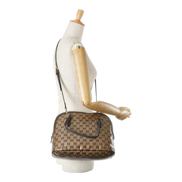 グッチ GGクリスタル ハンドバッグ ショルダーバッグ 2WAY 420023 ブラウン PVC レザー レディース GUCCI 【中古】