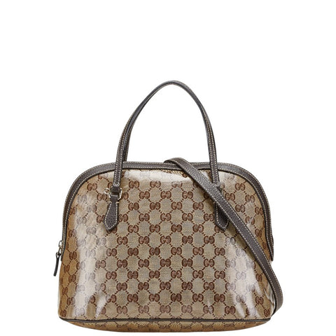 グッチ GGクリスタル ハンドバッグ ショルダーバッグ 2WAY 420023 ブラウン PVC レザー レディース GUCCI 【中古】