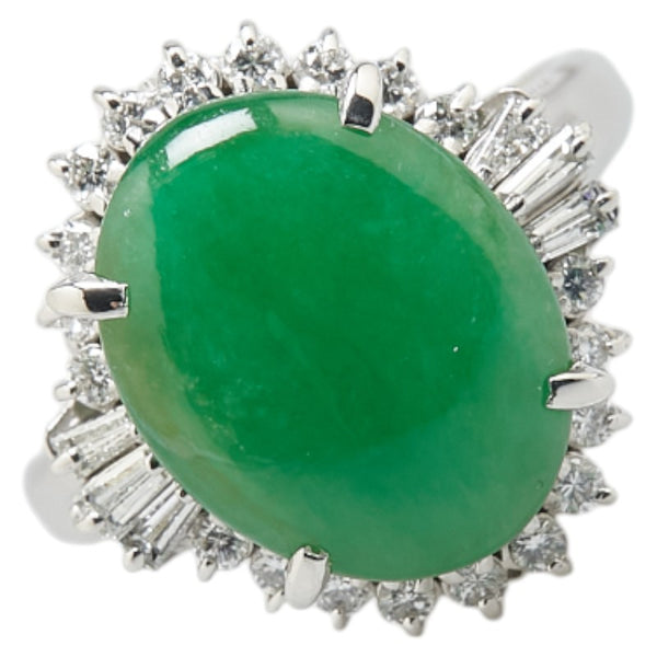 Pt900 プラチナ ヒスイ4.77ct ダイヤ0.42ct リング 指輪 レディース 12.5号 【中古】