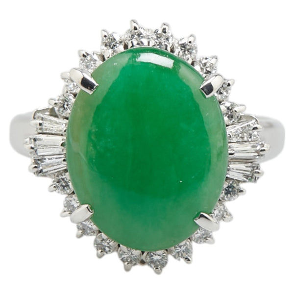 Pt900 プラチナ ヒスイ4.77ct ダイヤ0.42ct リング 指輪 レディース 12.5号 【中古】
