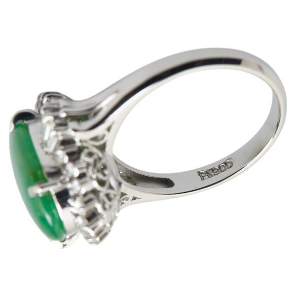 Pt900 プラチナ ヒスイ4.77ct ダイヤ0.42ct リング 指輪 レディース 12.5号 【中古】