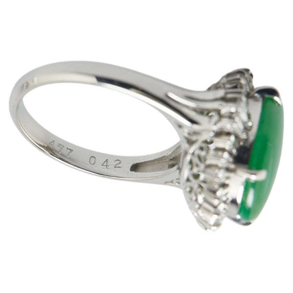 Pt900 プラチナ ヒスイ4.77ct ダイヤ0.42ct リング 指輪 レディース 12.5号 【中古】