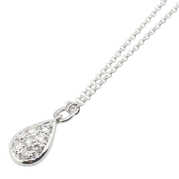 Pt900 プラチナ Pt850 プラチナ ダイヤ0.16ct 雫 モチーフ ペンダントネックレス レディース 【中古】
