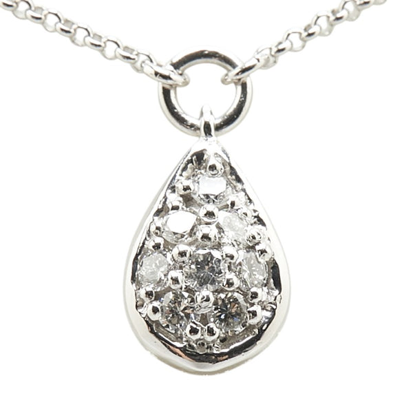 Pt900 プラチナ Pt850 プラチナ ダイヤ0.16ct 雫 モチーフ ペンダントネックレス レディース 【中古】