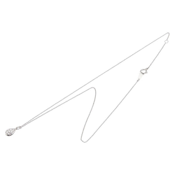 Pt900 プラチナ Pt850 プラチナ ダイヤ0.16ct 雫 モチーフ ペンダントネックレス レディース 【中古】