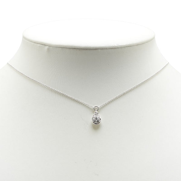 Pt900 プラチナ Pt850 プラチナ ダイヤ0.16ct 雫 モチーフ ペンダントネックレス レディース 【中古】