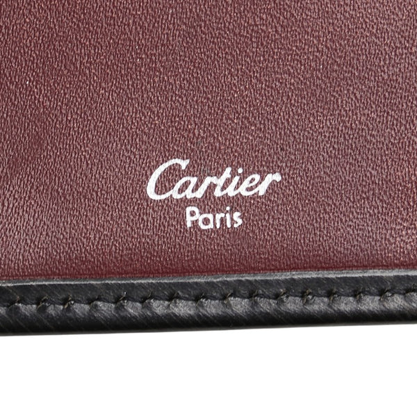 カルティエ トリニティ ハンドルウォレット ブラック ゴールド シルバー レザー レディース CARTIER 【中古】