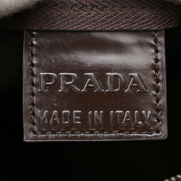 プラダ 三角ロゴプレート ポーチ 小物入れ カーキ ナイロン レディース PRADA 【中古】