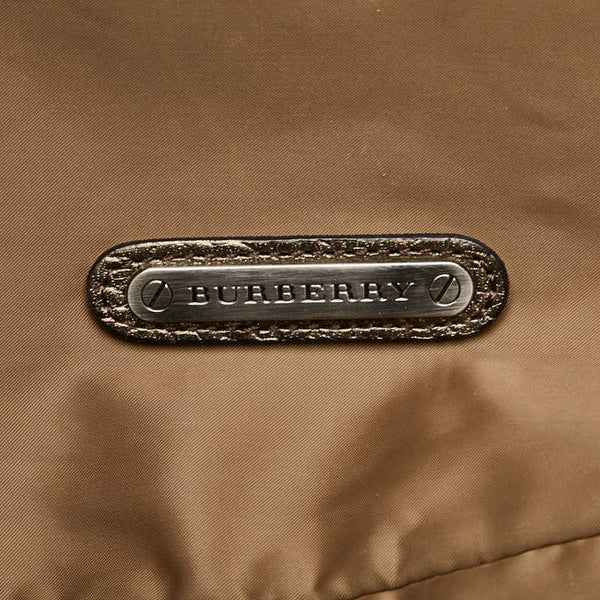 バーバリー ロゴプレート ショルダーバッグ ブラウン ナイロン レザー レディース BURBERRY 【中古】