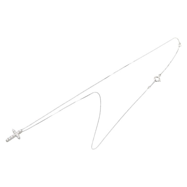 Pt900 プラチナ Pt850 プラチナ ダイヤ0.30ct クロス 十字架 ペンダントネックレス レディース 【中古】