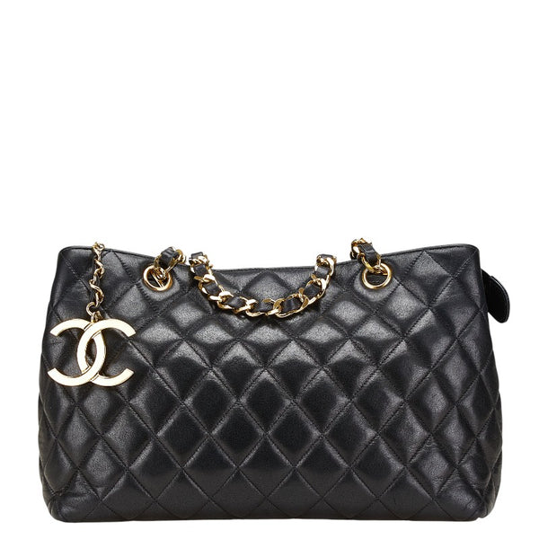 シャネル ココマーク マトラッセ チェーン ショルダーバッグ ブラック ラムスキン レディース CHANEL 【中古】