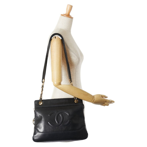 シャネル ココマーク チェーン トートバッグ ショルダーバッグ ブラック ラムスキン レディース CHANEL 【中古】
