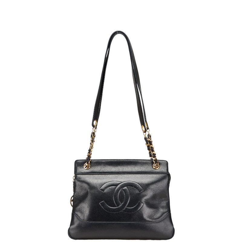 シャネル ココマーク チェーン トートバッグ ショルダーバッグ ブラック ラムスキン レディース CHANEL 【中古】