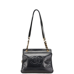シャネル ココマーク チェーン トートバッグ ショルダーバッグ ブラック ラムスキン レディース CHANEL 【中古】