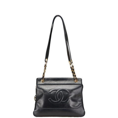 シャネル ココマーク チェーン トートバッグ ショルダーバッグ ブラック ラムスキン レディース CHANEL 【中古】