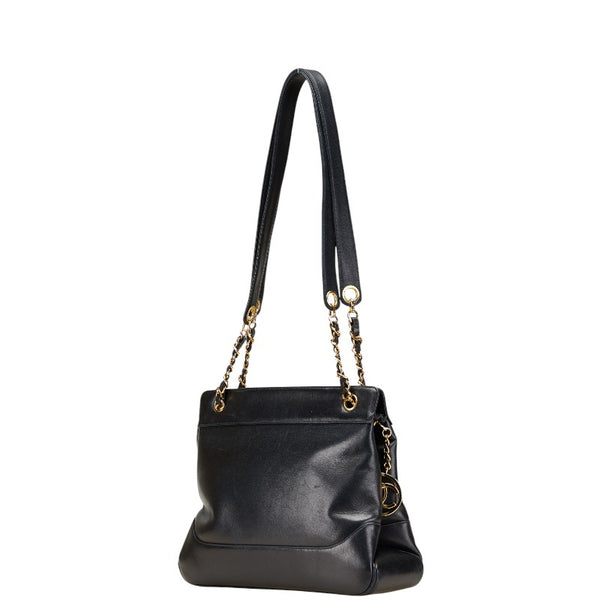 シャネル ココマーク チェーン トートバッグ ショルダーバッグ ブラック ラムスキン レディース CHANEL 【中古】