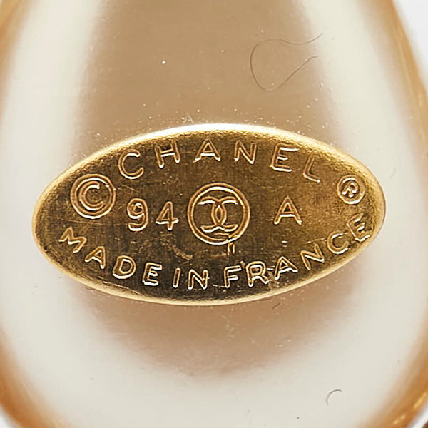 シャネル ココマーク フェイクパール クロス ブローチ ゴールド メッキ レディース CHANEL 【中古】