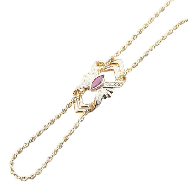 ゴールド K18YG イエローゴールド ルビー0.31ct ダイヤ0.22ct ネックレス レディース 【中古】