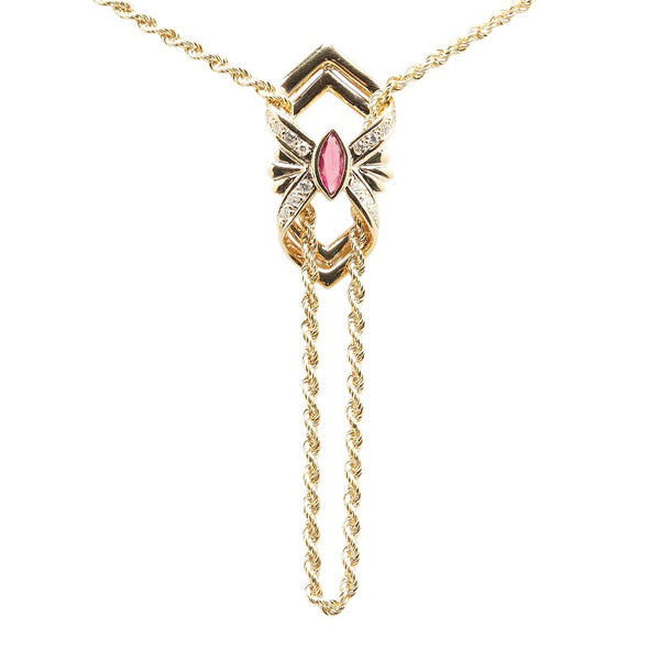 ゴールド K18YG イエローゴールド ルビー0.31ct ダイヤ0.22ct ネックレス レディース 【中古】