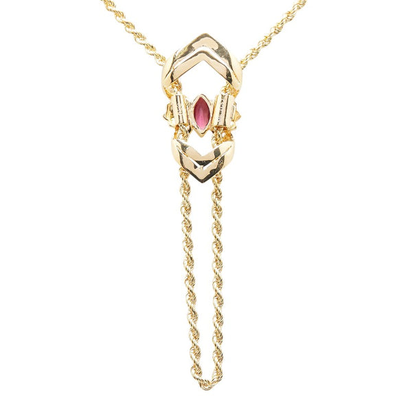 ゴールド K18YG イエローゴールド ルビー0.31ct ダイヤ0.22ct ネックレス レディース 【中古】