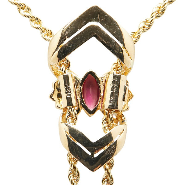 ゴールド K18YG イエローゴールド ルビー0.31ct ダイヤ0.22ct ネックレス レディース 【中古】