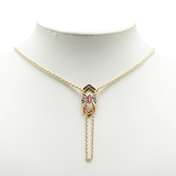 ゴールド K18YG イエローゴールド ルビー0.31ct ダイヤ0.22ct ネックレス レディース 【中古】