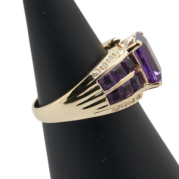 K18YG イエローゴールド アメジスト4.90ct ダイヤ0.10ct リング 指輪 レディース 15.5号 【中古】