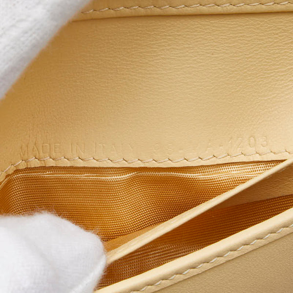 クリスチャンディオール カナージュ ラウンドファスナー 二つ折り財布 ベージュ レザー レディース Christian Dior 【中古】