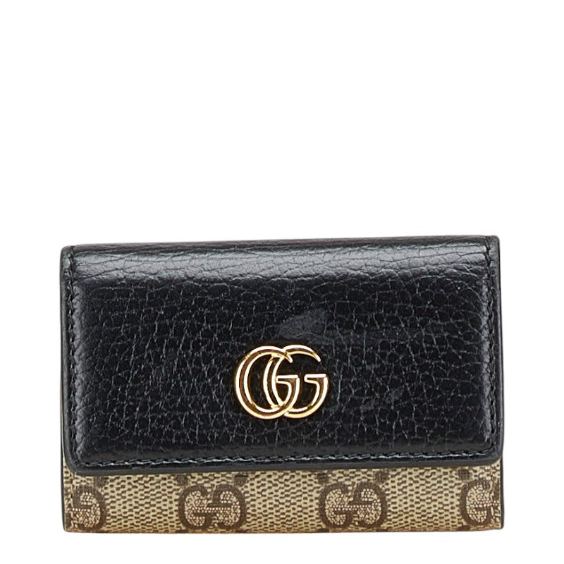 グッチ GGスプリーム GGマーモント キーケース 6連 456118 ブラック レザー レディース GUCCI 【中古】