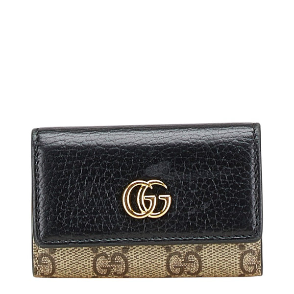 グッチ GGスプリーム GGマーモント キーケース 6連 456118 ブラック レザー レディース GUCCI 【中古】