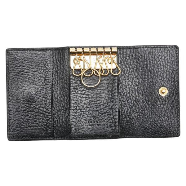 グッチ GGスプリーム GGマーモント キーケース 6連 456118 ブラック レザー レディース GUCCI 【中古】