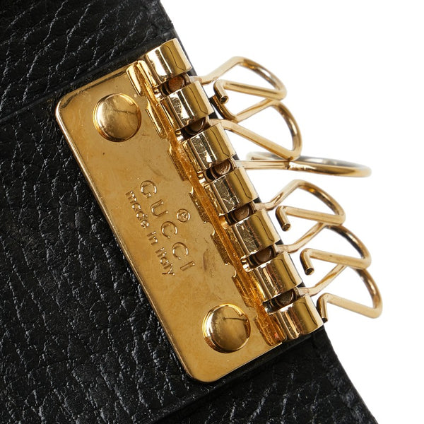 グッチ GGスプリーム GGマーモント キーケース 6連 456118 ブラック レザー レディース GUCCI 【中古】