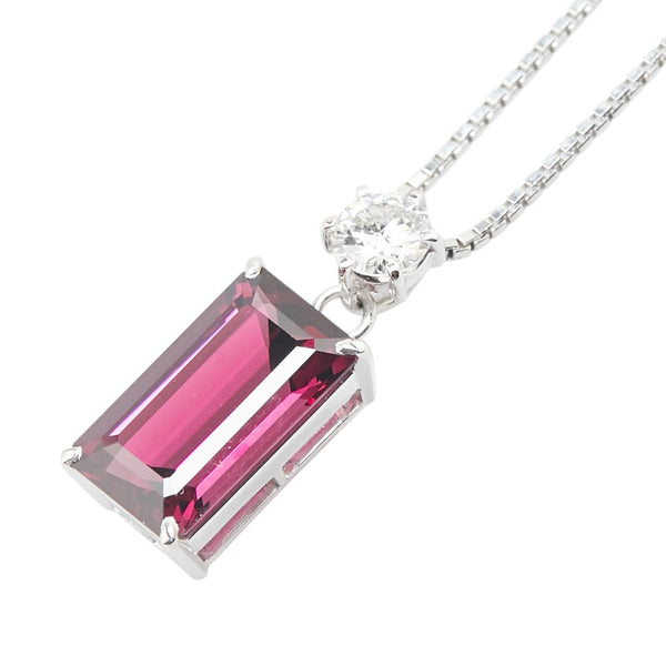 Pt900 プラチナ Pt850 プラチナ ガーネット5.05ct ダイヤ0.34ct ペンダントネックレス レディース 【中古】