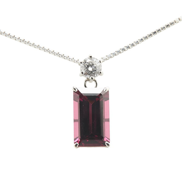 Pt900 プラチナ Pt850 プラチナ ガーネット5.05ct ダイヤ0.34ct ペンダントネックレス レディース 【中古】