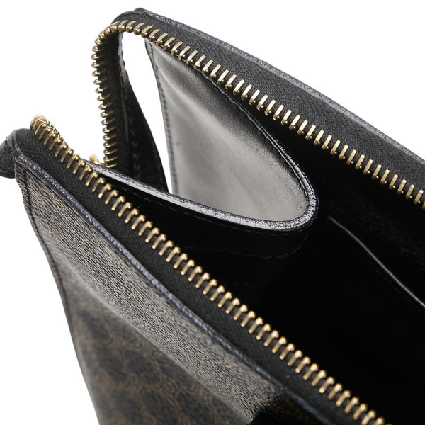セリーヌ マカダム ハンドバッグ ブラック ブラウン PVC レザー レディース CELINE 【中古】